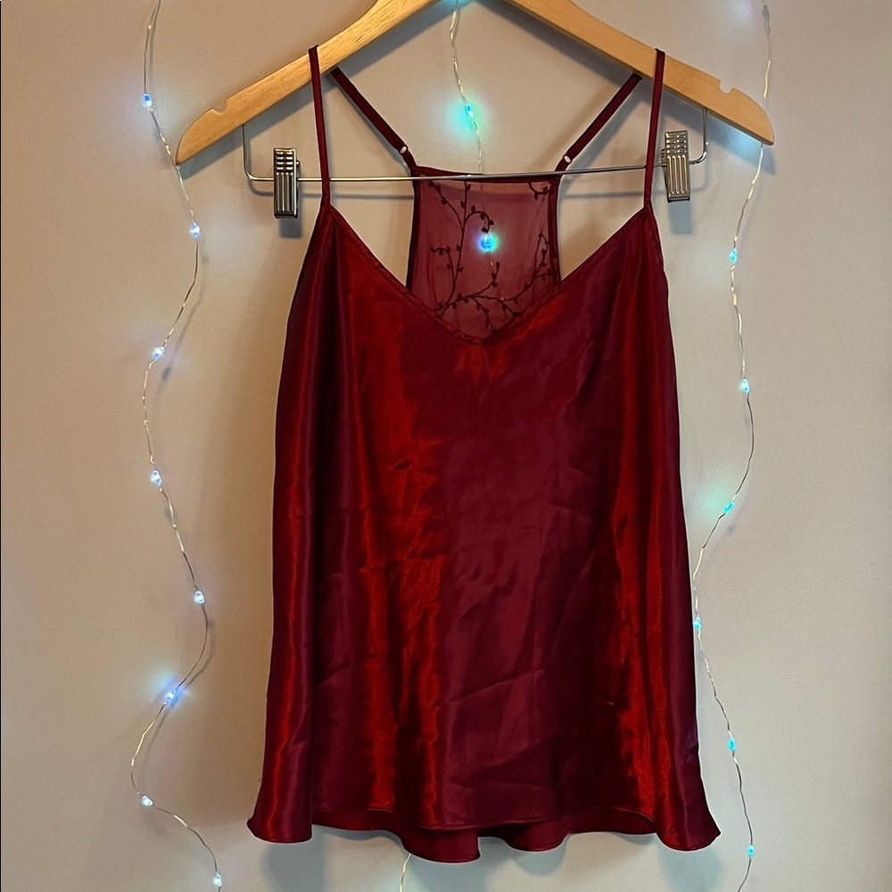Elegant Red Satin Cami Top